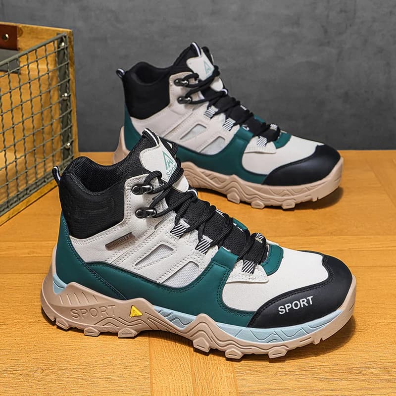 Outdoor Men's Ankle Boots Autumn Winter Comfortable Platform Hiking Boots For Men Motorcycle Boots Non-slip High Top Work Shoes