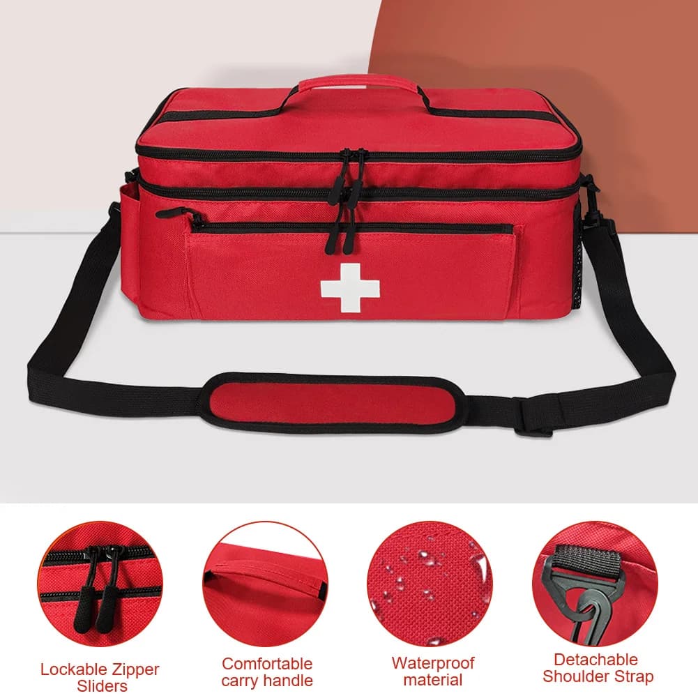 Borsa Vuota per Pronto Soccorso, Borsa Medica da Viaggio Leggera con Manici, Organizzatore per Bottiglie, Kit di Emergenza per Auto