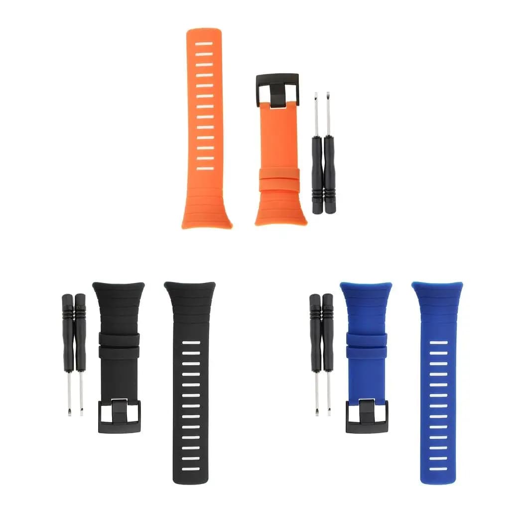 Rubber Strap Band Replace 24mm Lightweight Durable Silicone Watch Band with Tool Set Stainless Buckle for Suunto Core