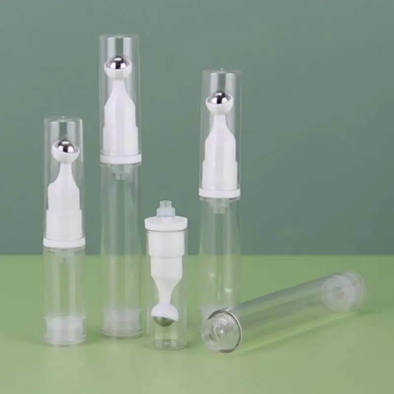 Flaconi Ricaricabili per Crema Contorno Occhi con Applicatore a Sfera, Bottiglia Sottovuoto per Liquidi Essenziali, Dispenser Portatile da Viaggio Vuoto
