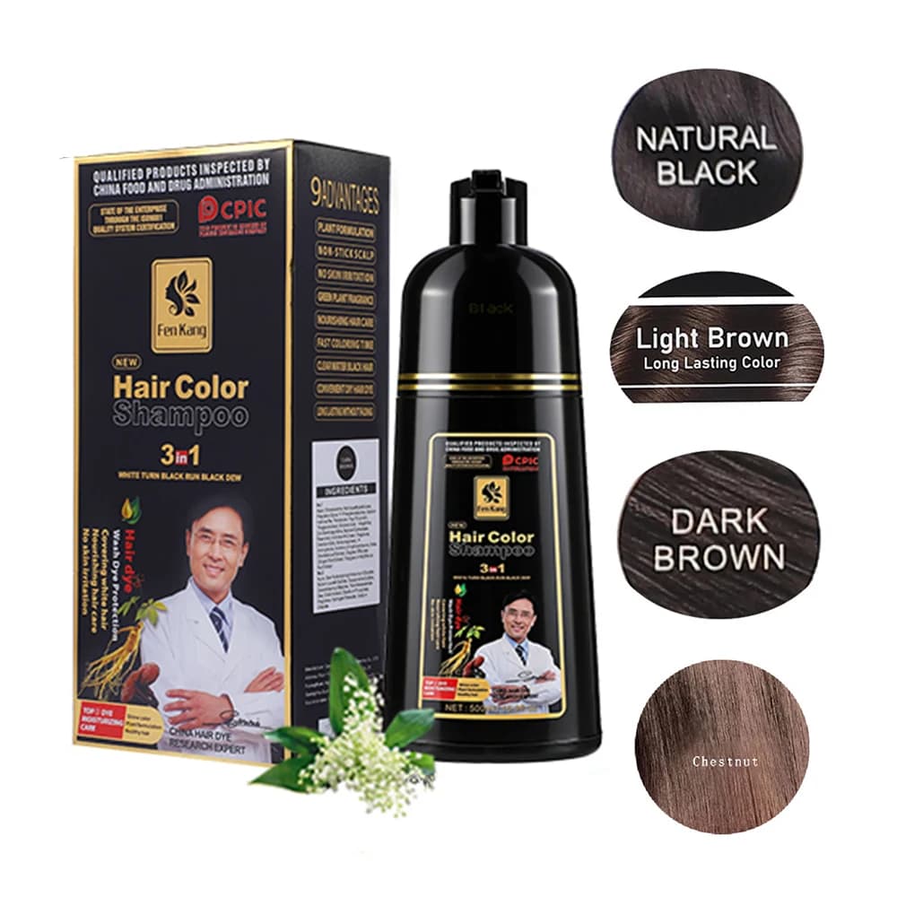 Black Coloring Shampoo 3 in 1 for Grigi Hair, Natural Coloring Cream for Men and Women, Covers White Hair, Nutritional Formula 500ml
