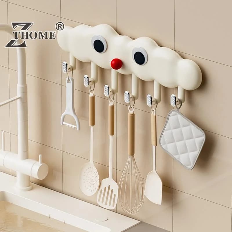 Cute Cloud-Shaped Over-the-Door Clothes Hanger Multipurpose Wall-Mounted Hook For Bathroom And Kitchen Non-Punching Door Back