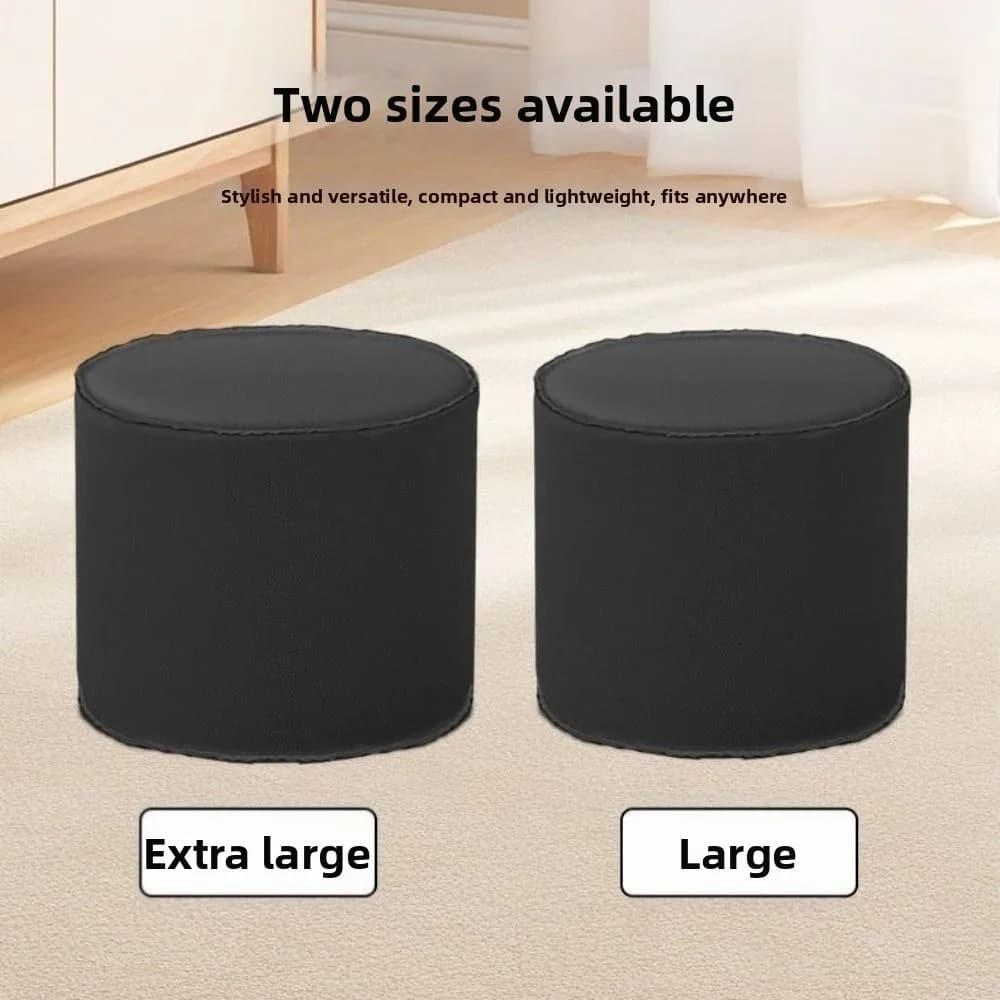 Large Capacity Storage Stool Non-Slip No Fillings Cylinder Ottoman Solid Color Waterproof Sofa Stool Cover Shoe-changing