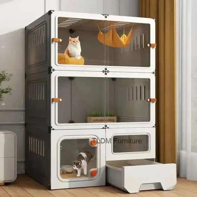 Cat Cage Cats Litter Box Integrated Cat House Modern Minimalist Large Free Space Household Indoor Cages for Cats