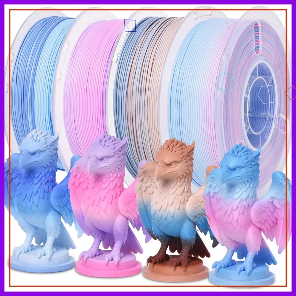 Filamento PLA Opaco Arcobaleno per Stampante 3D, 4KG, 1.75mm, Set di 4 Colori