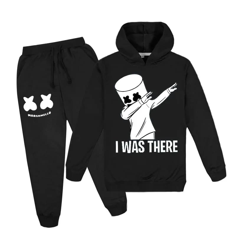 Nuovi capretti primavera autunno 2 pezzi moda Dj Marshmellow maglioni con cappuccio per bambini + pantaloni set 3-13 anni ragazzi e ragazze vestiti della tuta