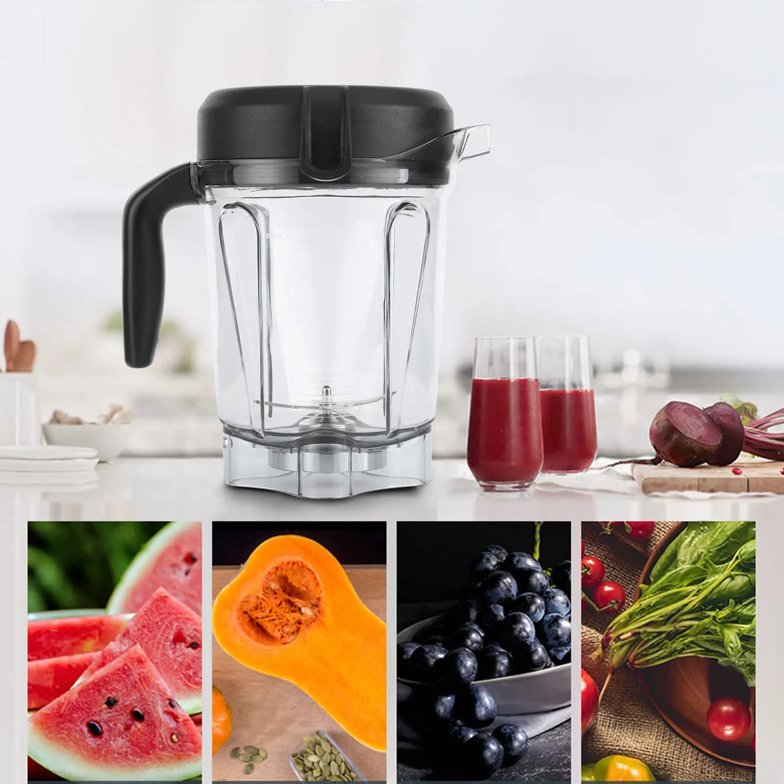 Contenitore frullatore trasparente da 2 litri con lama e coperchio per Vitamix 64 once Compatibile con macchine serie g vitamix5300
