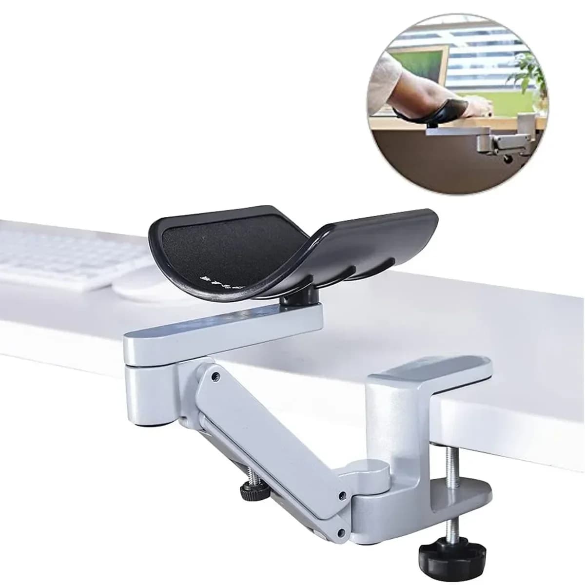 Estensore di supporto ergonomico per bracciolo per scrivania girevole per Computer supporto per gomito per ufficio bracciolo poggiamano in lega di alluminio