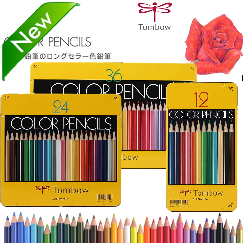 TOMBOW Color Pencils Set Iron Box CB-NQ Painting Crayons Easy Coloring High Quality Art Supplies Stationery School Supplies