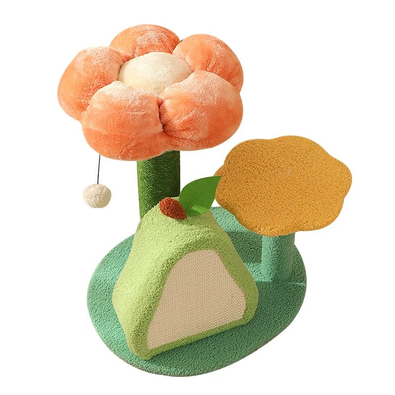Luxury Flower&Fruit Themed Three-in-One Cat Tree,Cat Nest,Sisal Scratching Board,Jumping Platform,All Year Indoor Play for Cats