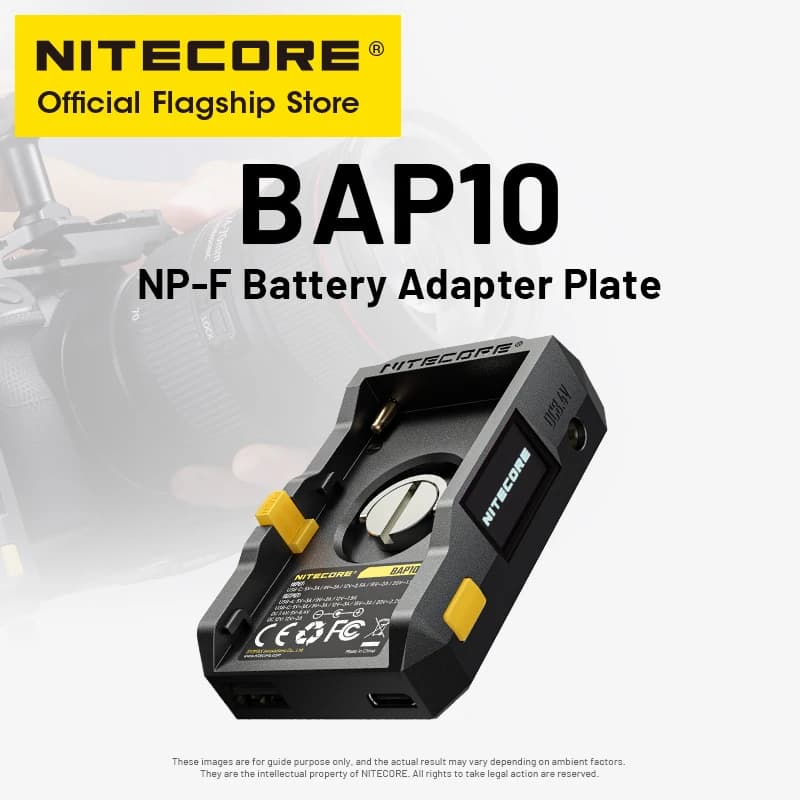 NITECORE BAP10 NP-F Battery Adapter Plate Output 45W 30W Input Display for Camera Monitor Video Switch Phone Tablet