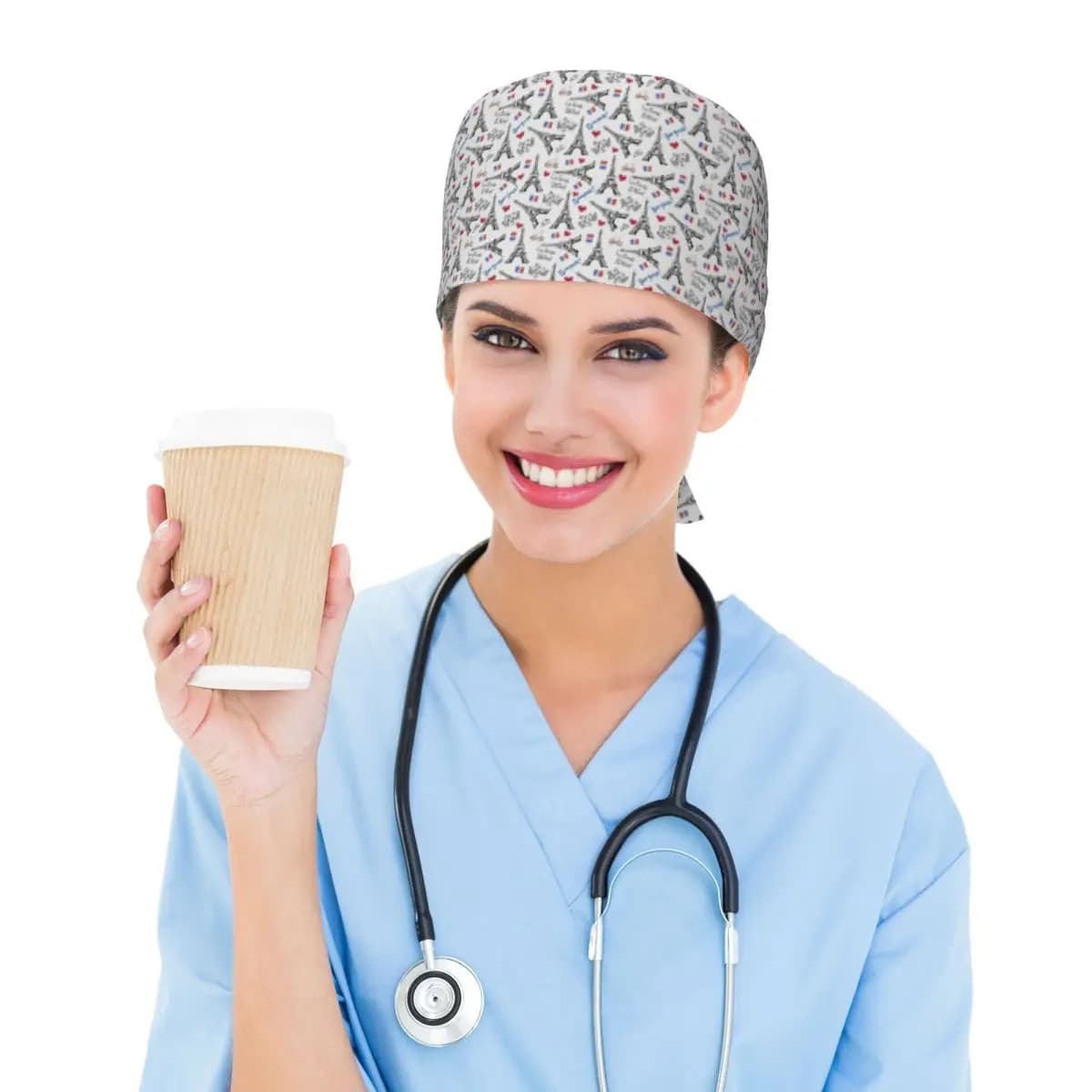 Addicted To Paris France Scrub Hat Doctor Working Surgical Cap Men Women Adjustable Nursing Caps for Dentist