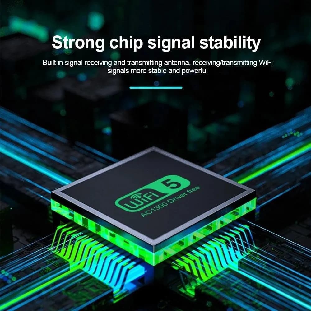 4 Antenna Design Dual Band WiFi USB Adapter USB Interface Dual Band 2.4G/5Ghz 1300Mbps WiFi Dongle Receiver Powerful