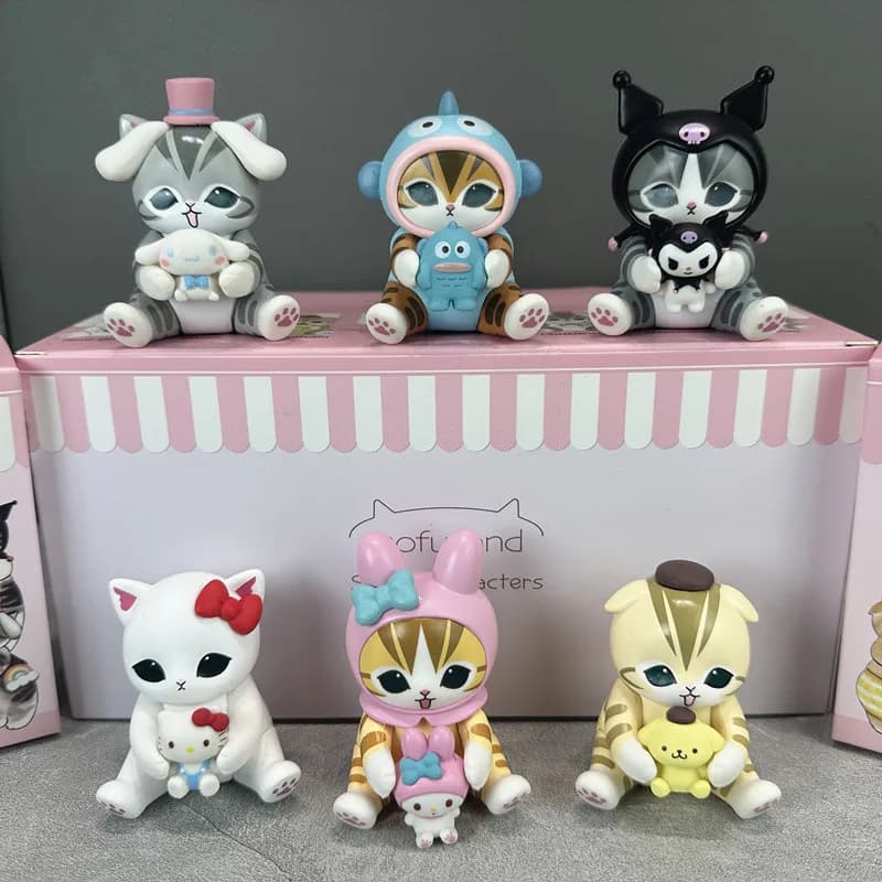 Mofusand Kitten X Kt Cat Cross-Dressing Sitting Posture Blind Box Multiple Styles Cute Doll Desktop Ornament Mystery Box Gifts