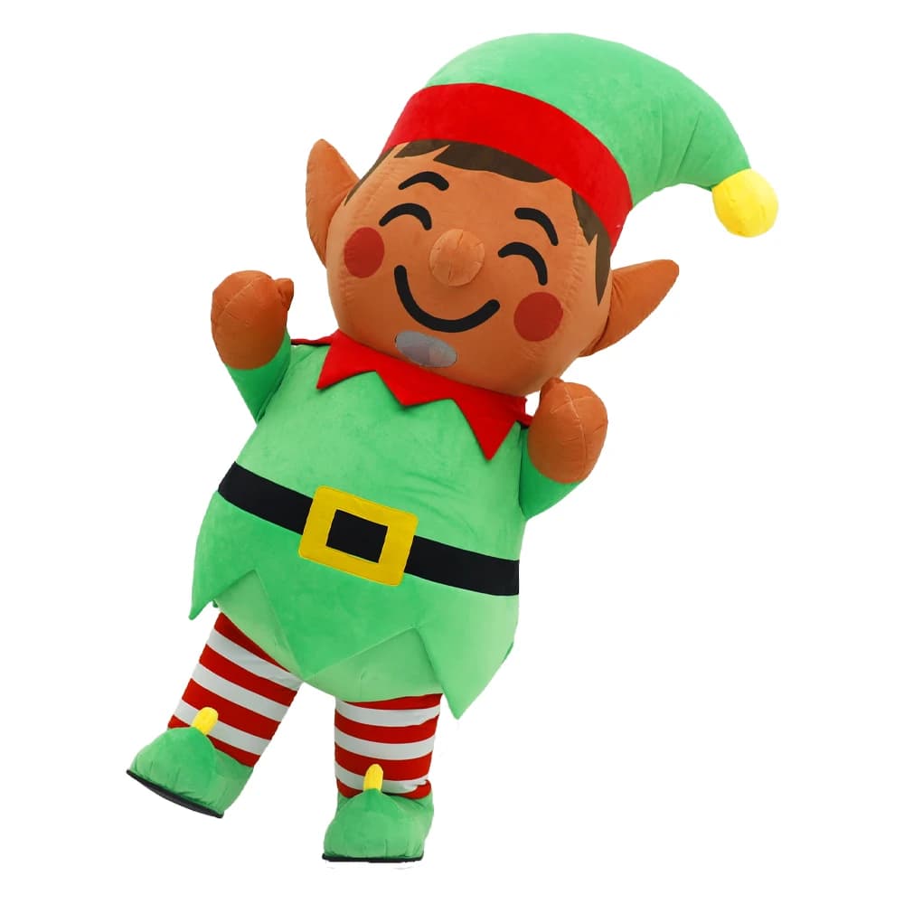 Set di eventi per feste di Natale cosplay di personaggi adulti di parata di mascotte di costume gonfiabile di peluche da elfo di Natale