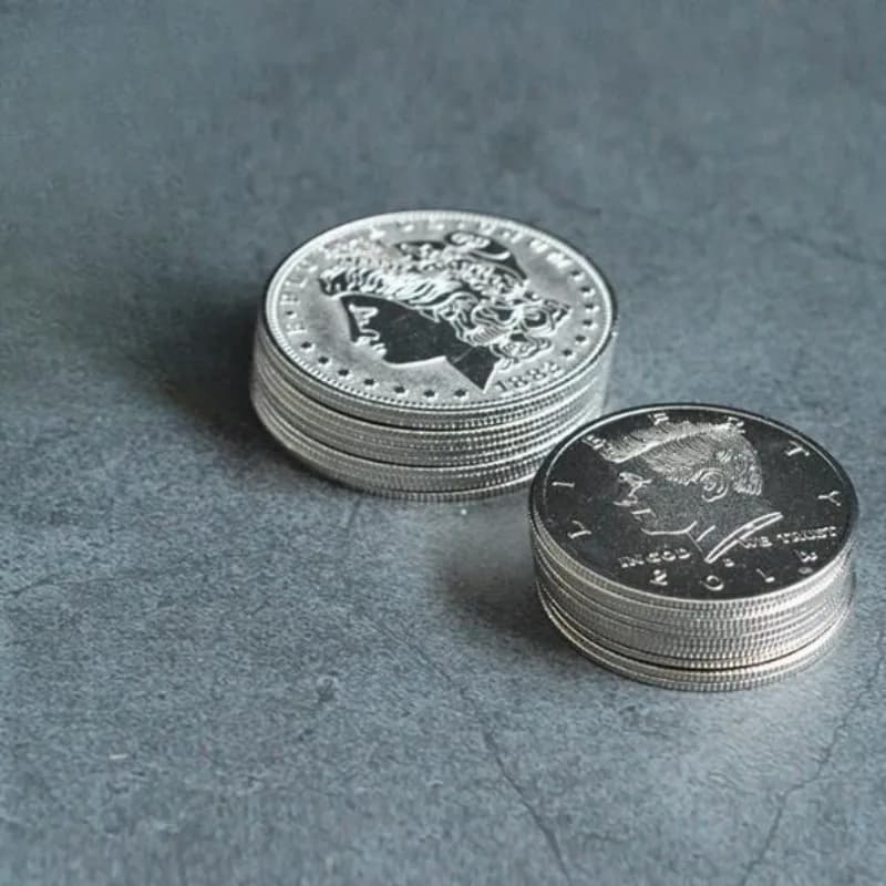 10 pezzi di monete palmanti super sottili (mezzo dollaro/Morgan) trucchi magici che apariscono/scansione moneta magica accessori espedienti oggetti di scena divertenti
