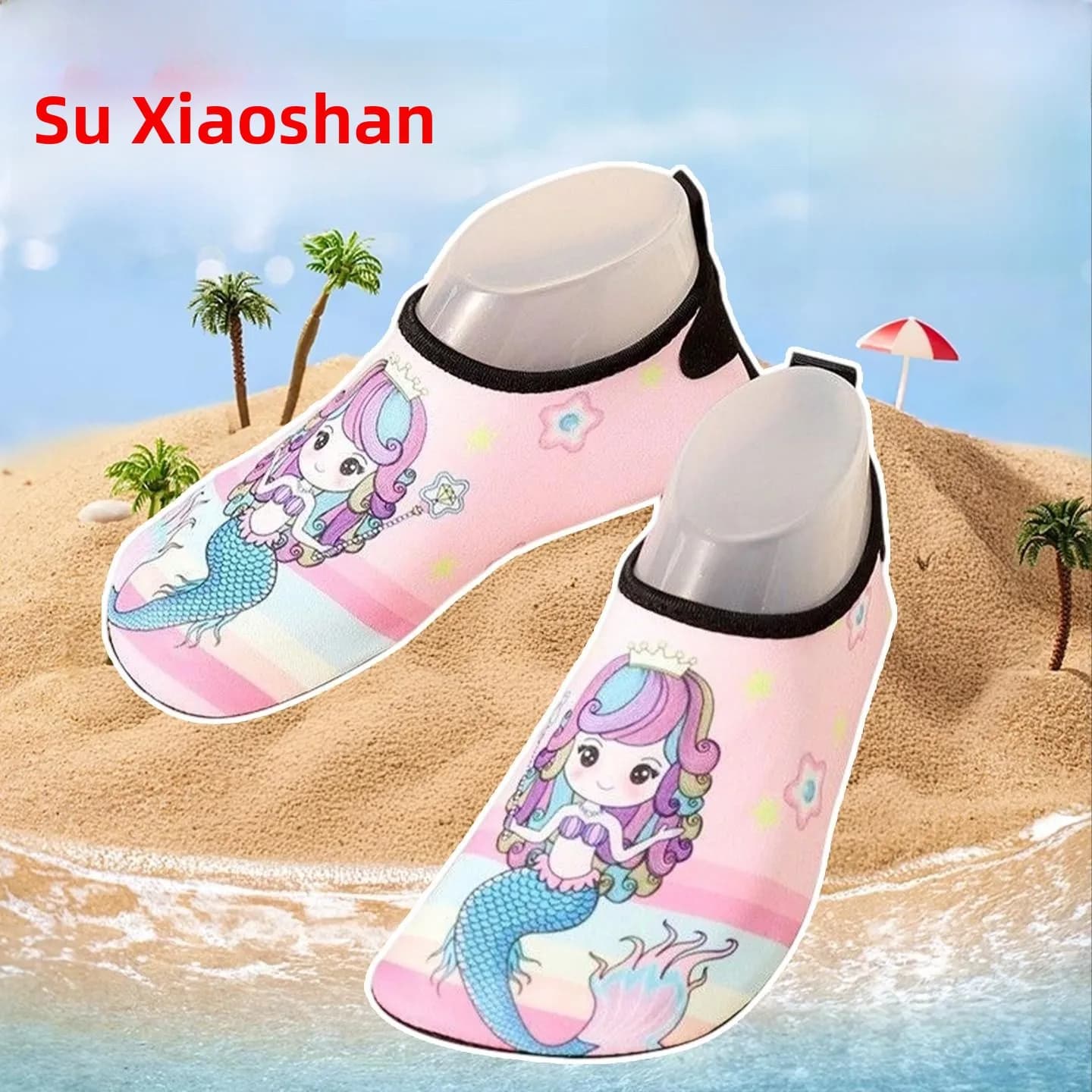 Scarpe da Spiaggia per Bambini, Calzini Antiscivolo per Nuoto e Immersioni, Scarpe da Snorkeling con Suola Morbida, Stile Casual per Ragazzi, Calzature con Chiusura a Strappo