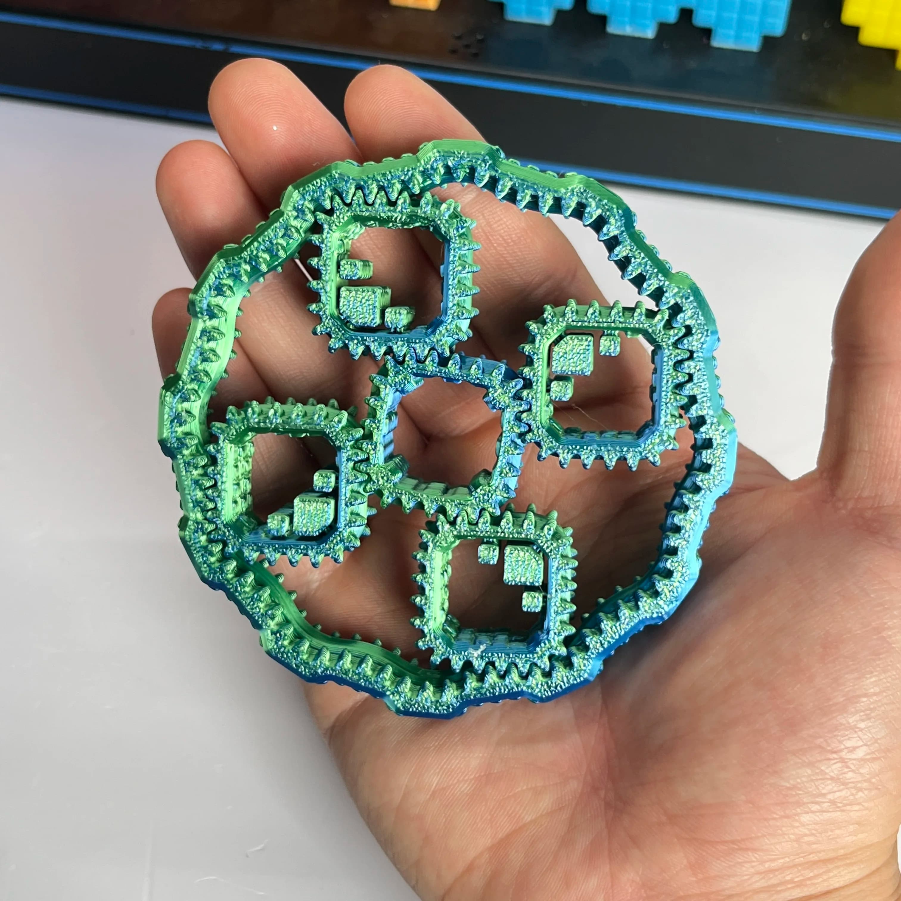 Fidget Spinner Creativo a Ingranaggi Quadrati Stampato in 3D, Giocattolo Meccanico Antistress