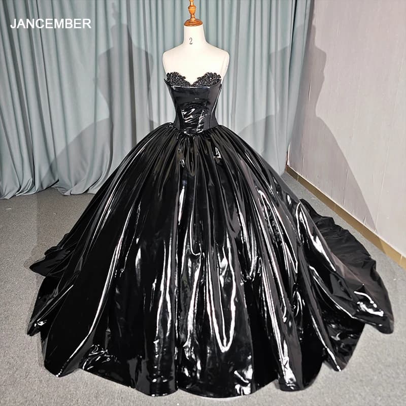Nero Glitter Abito da ballo Quinceanera Senza spalline Paillettes Oro Perline personalizzate Abiti da ballo di cristallo Dolce 16 Abito Vestido DY6769