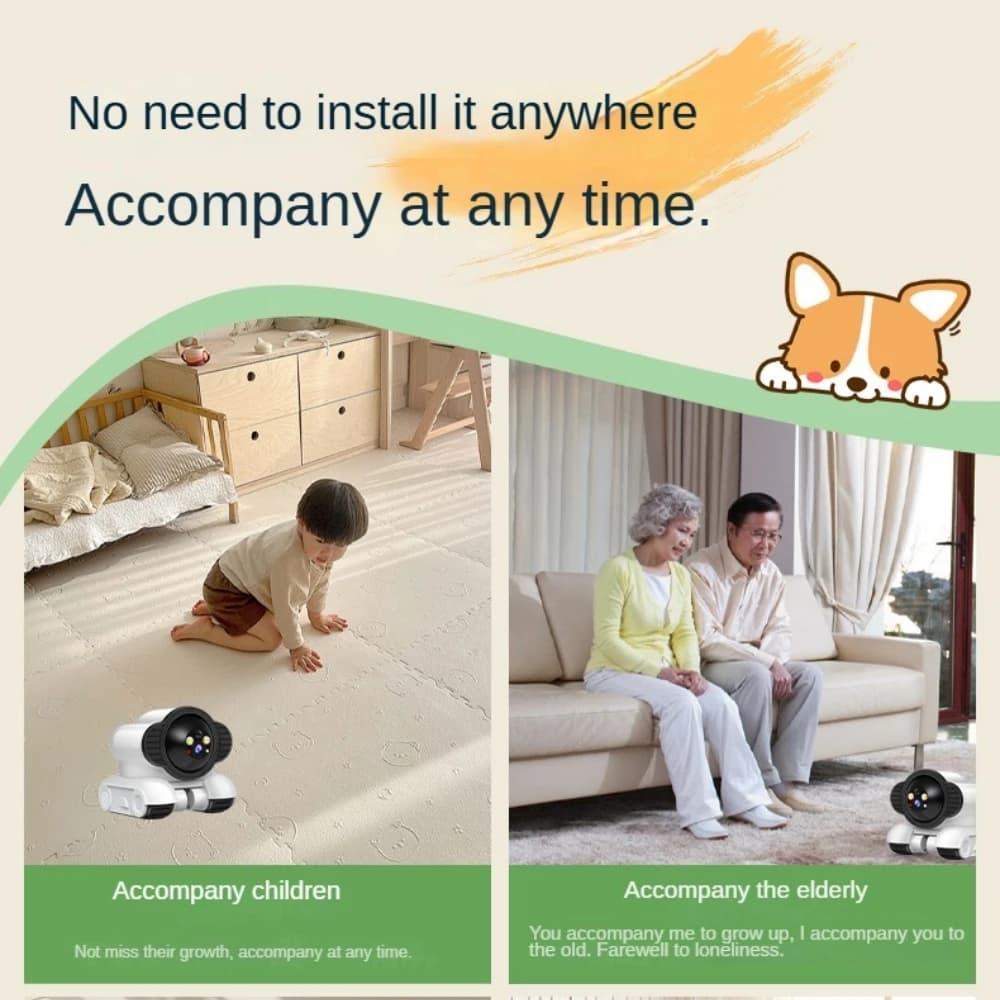 Nuova Telecamera di Sicurezza Interna Wi-Fi 2K a Doppia Lente 2025 per Bambini/Anziani/Cani/Animali Domestici con App per Smartphone e Audio Bidirezionale - Baby Monitor