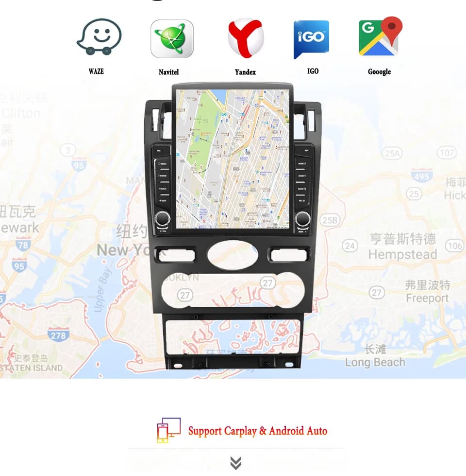 Autoradio Android 14 8G+128G per Ford Mondeo 2000 2003 2006 2007, Sistema Multimediale Stereo con GPS, Monitor, DVD, Carplay