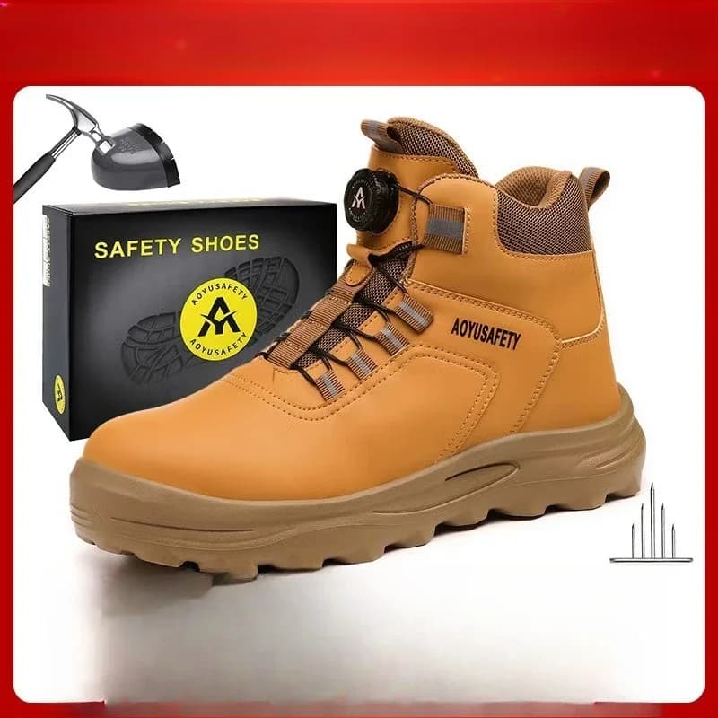 Scarpe da Lavoro Resistenti Anti-schiacciamento e Anti-perforazione con Suola in Kevlar e Puntale in Acciaio, Antiscivolo