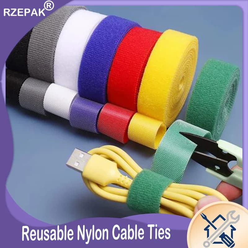 Nastro in Velcro Adesivo Colorato 5 Metri/Rotolo - Pratiche Cinghie per Gestione Cavi e Fissaggio
