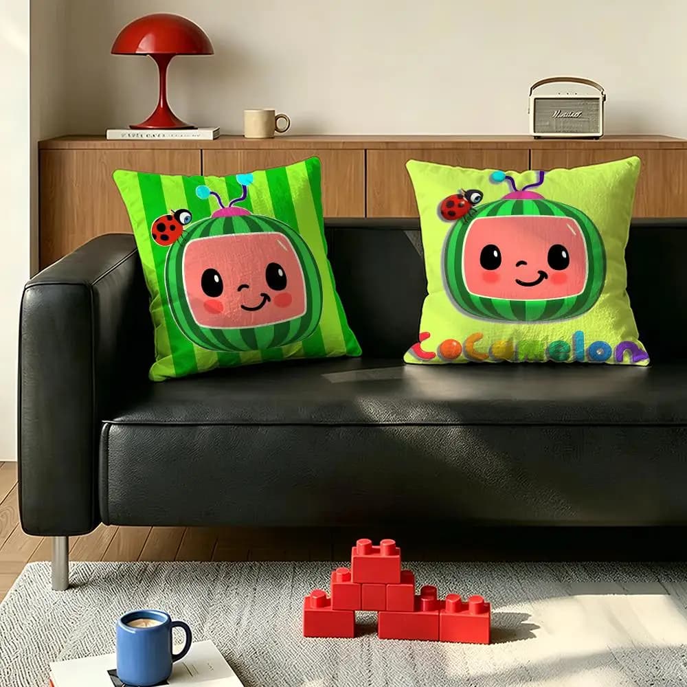 Fodera per cuscino Cartoon C-Cocomelon per camera da letto, auto, caffetteria, soggiorno, divano, fodera decorativa per cuscino morbido