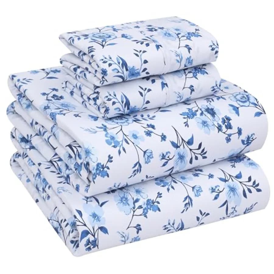 100% Cotton Sheets Size Percale Bedding Cooling and Breathable Floral Design Durable with a Crisp Soft and Comfortable Feel 16"
