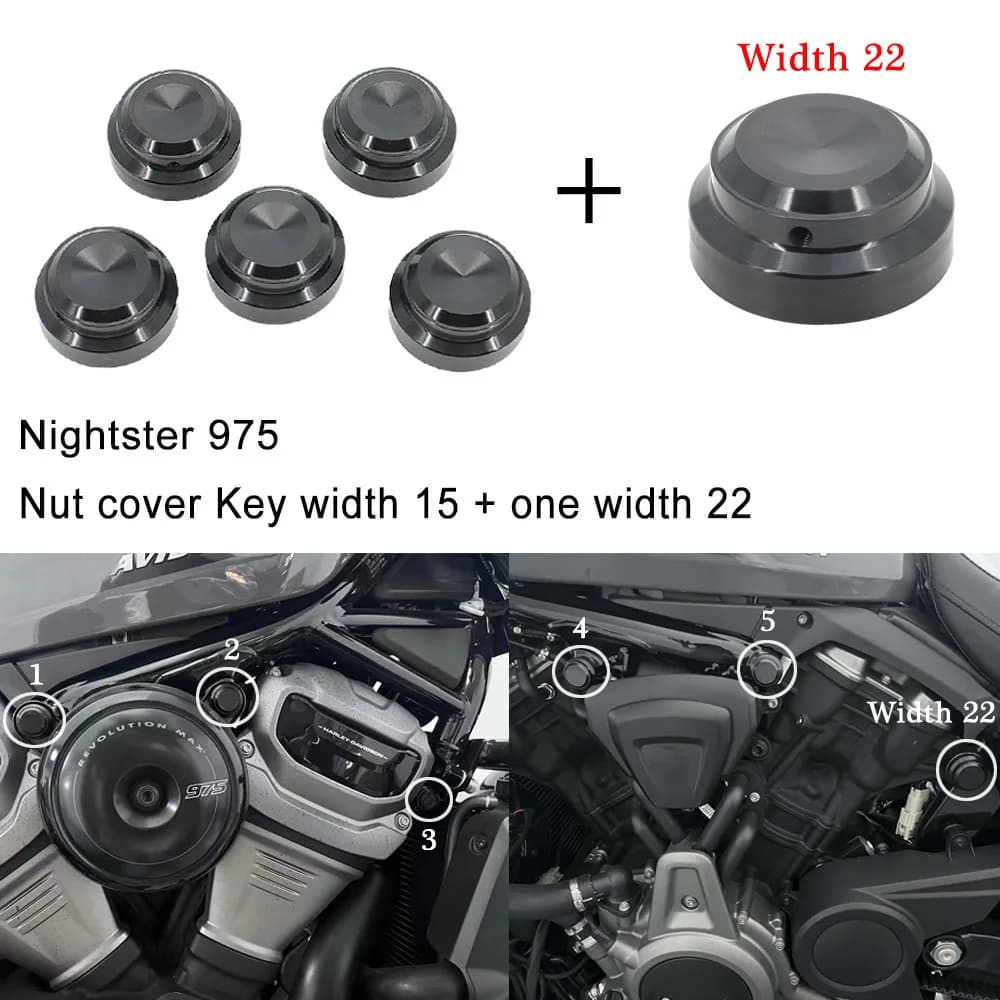 Nightster 975 2022 + UP copri dado sinistro larghezza 15 Wide 22 dadi coperture di protezione per Harley RH 975 Nightster 975 2022 2023 2024