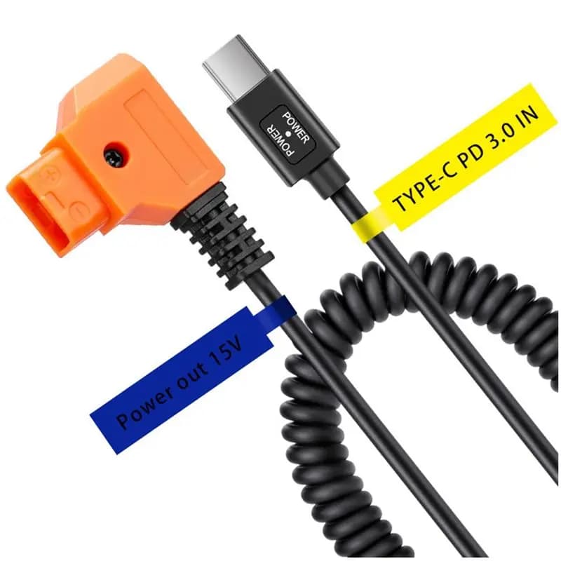 Cavo di alimentazione A98Z 15V PD3.0 da USB Type-C maschio a connettore D-Tap maschio da 15V per batteria V-Mount, resistente