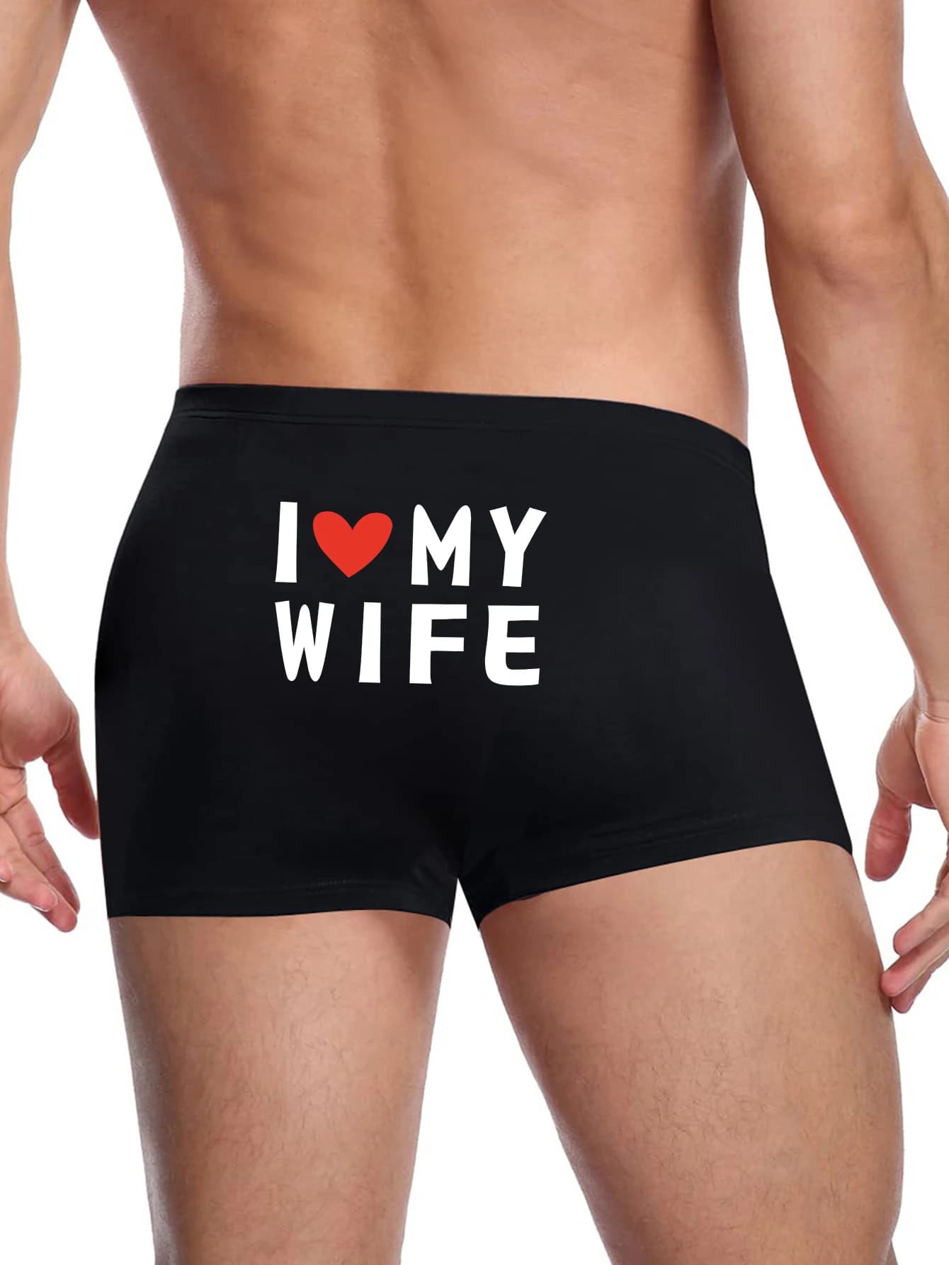 Men Boxer Briefs with I LOVE MY WIFE Prints Funny Gift Idea for Men Breathable Boxer Short