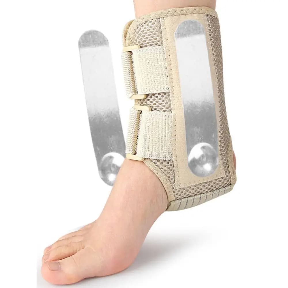 Supporto per Caviglia Sportivo con Barra a Molla/Piastra in Alluminio, Elastico Regolabile, Supporto Bilaterale, Compressione, Fascia Morbida per Caviglia