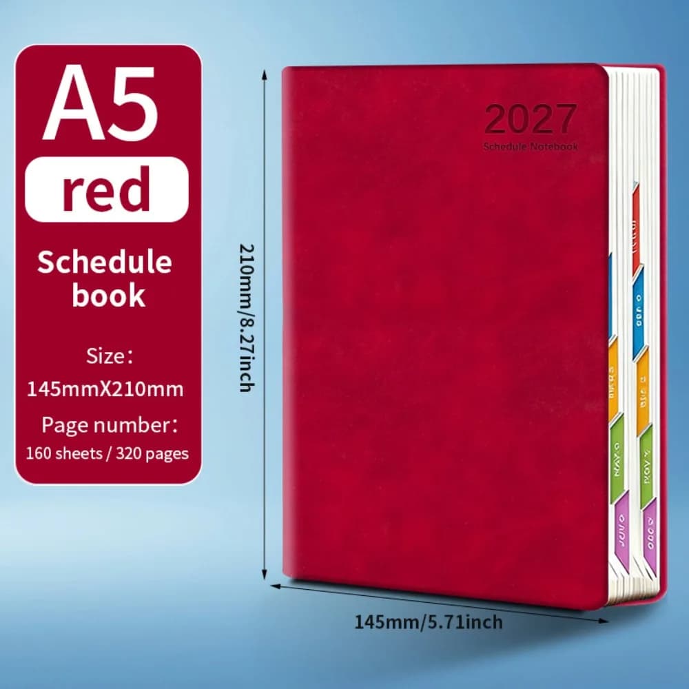 Agenda Portatile A5 2027 con Pagine di Pianificazione Mensile e Settimanale, Libro Agenda 365 Giorni, Quaderno per Efficienza e Organizzazione, per Studenti