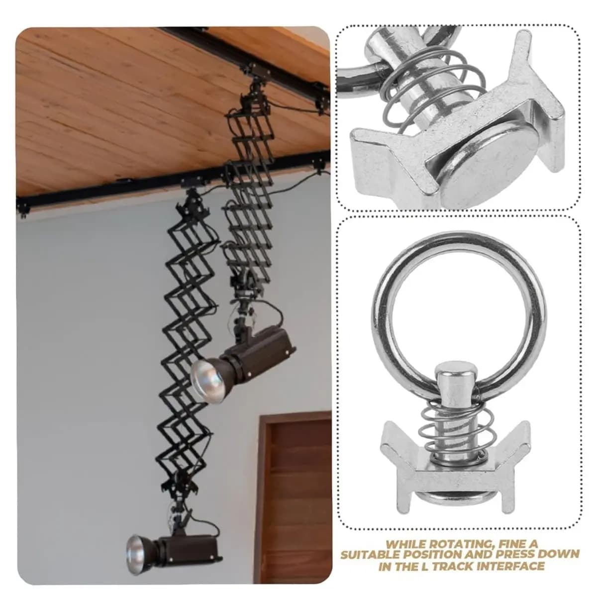 2026 New L Track Single Stud Fitting 4,000LB Capacity with Round Ring Aluminum Keeper , Pack of 12