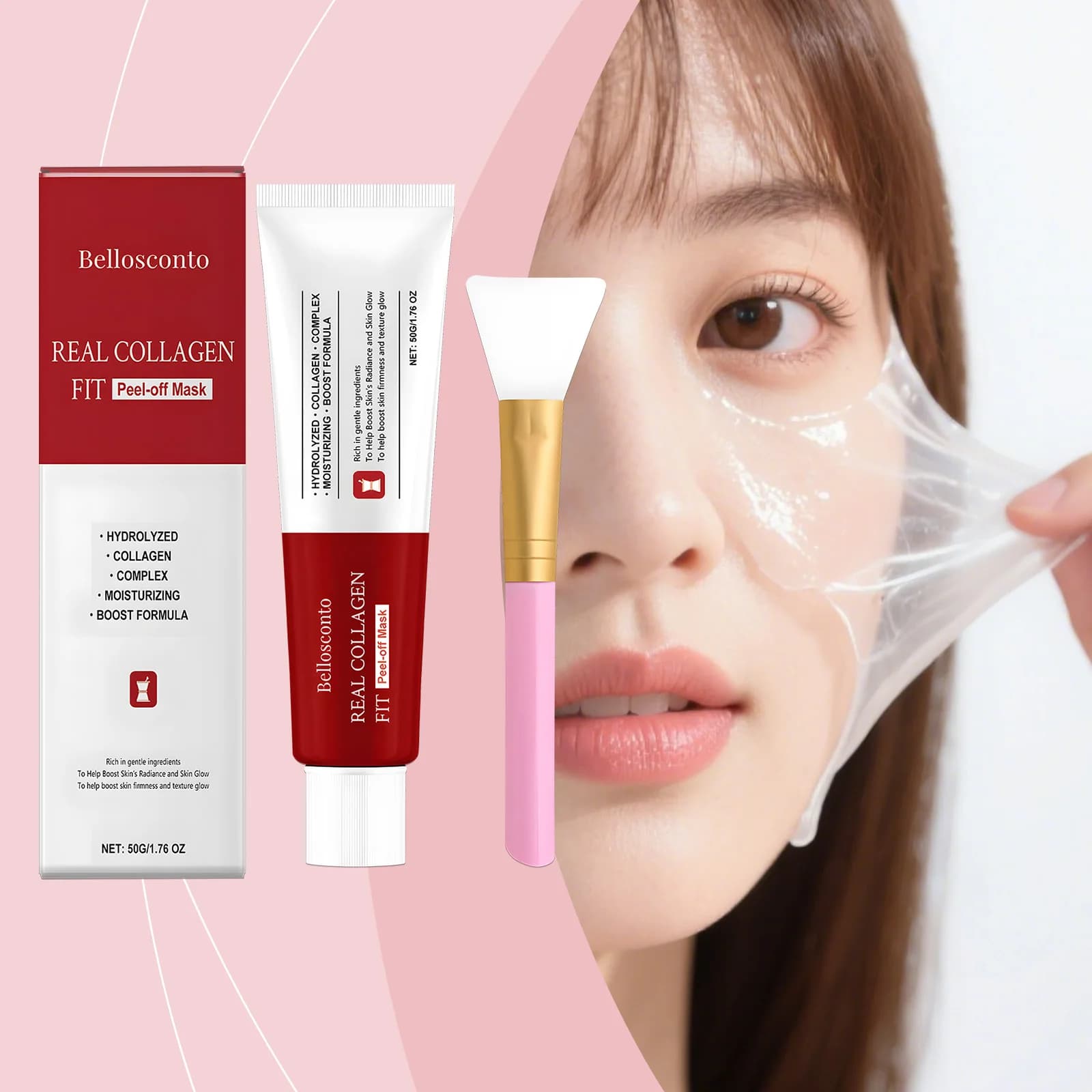 Maschera peel off al collagene Idratante notturno Pulizia del viso Bagliore Barriera cutanea Riparazione Maschera al collagene Avvolgimento Cura notturna 50g