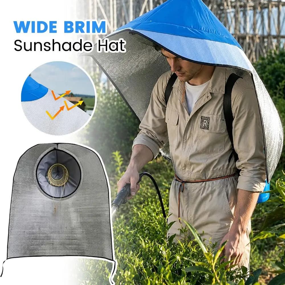Outdoor Sun & Rain Protection Hat Wide Brim Hooded Cape Anti-UV Waterproof Neck Cover Umbrella Cap for Fishing Gardening