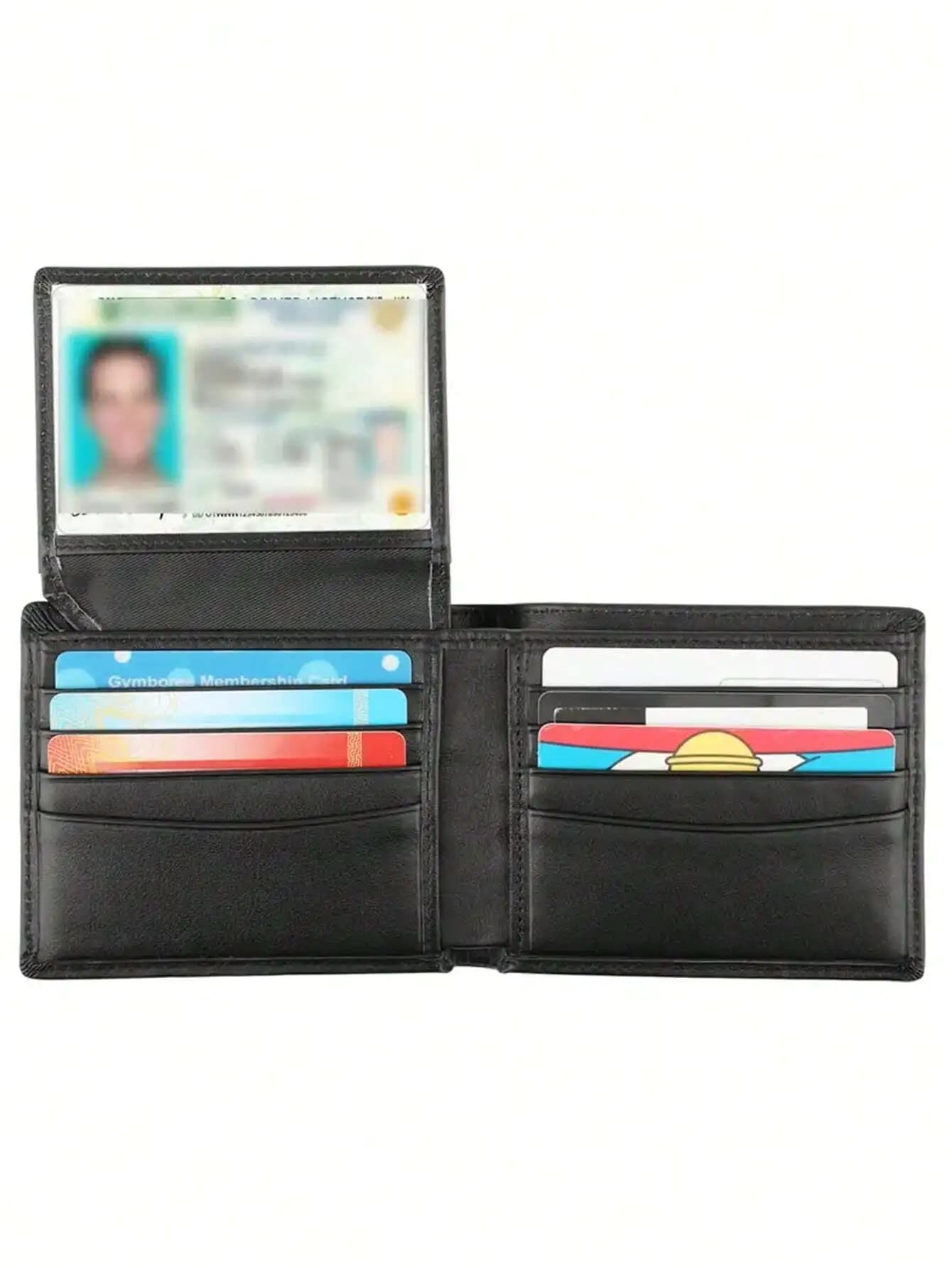 Portafoglio Bifold in Pelle con Blocco RFID - 2 Finestre per Documenti, Sacchetto Regalo Nero, Portafoglio da Uomo, Portafoglio Compatto, Vera Pelle