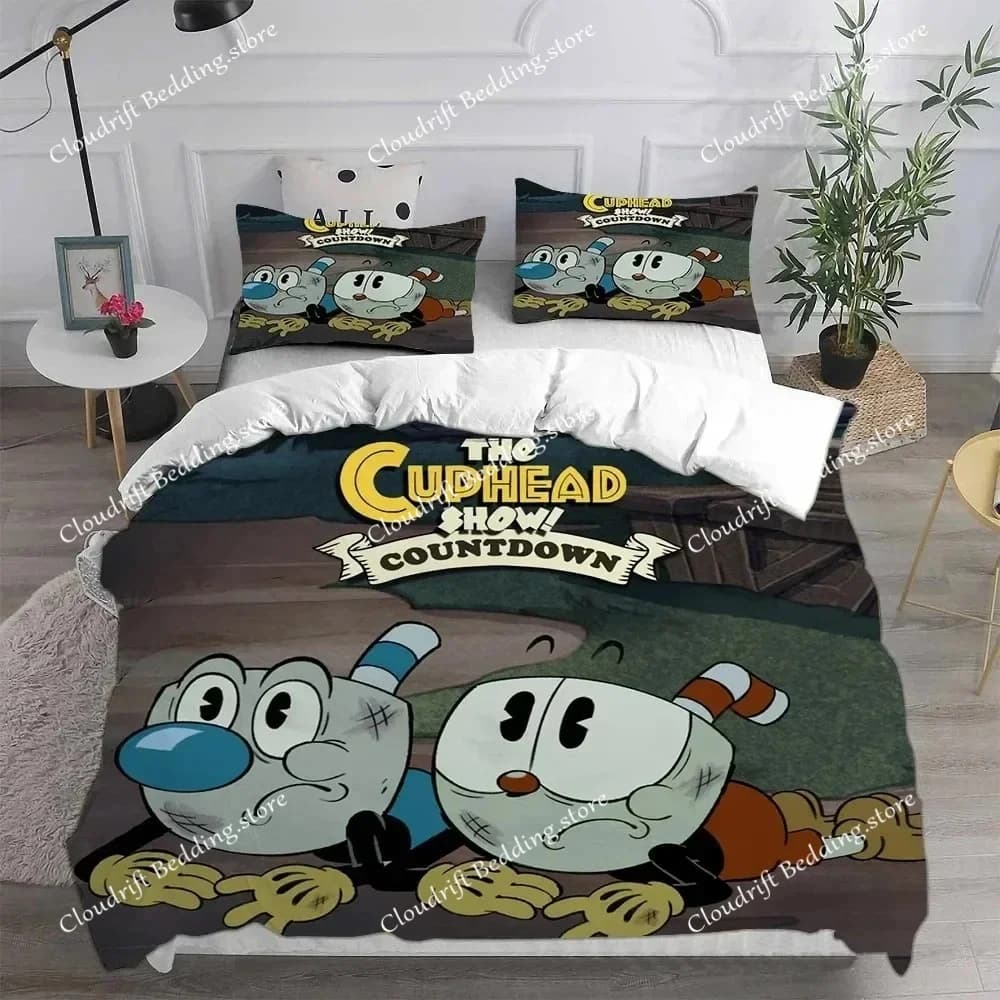 New Home Textiles Cartoon Cuphead Bedding Sets Comforter Quilt Bed Cover Duvet Cover Pillow Case Sets Kids Adult Size