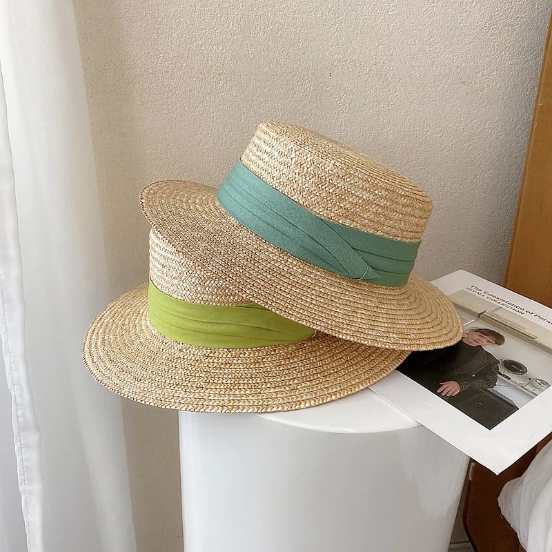 Cappello da sole estivo in paglia - Protezione UV a tesa larga unisex, cappello da spiaggia Boho con sottogola, berretto alla moda con treccia di grano