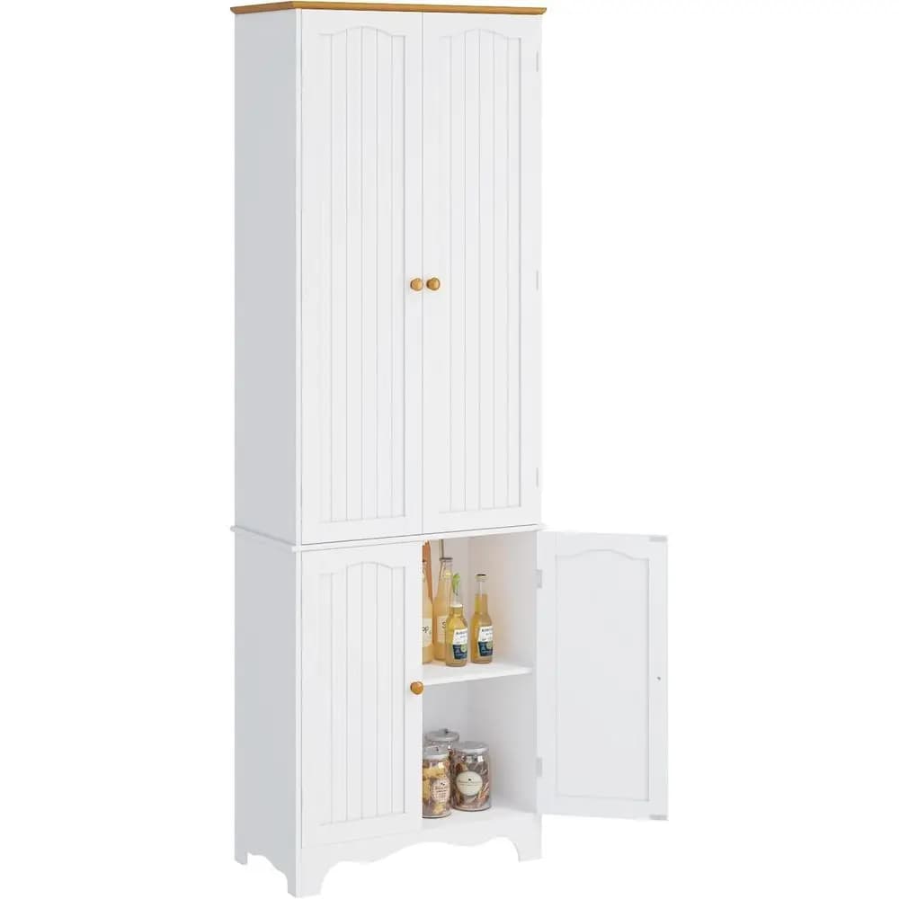 72" Kitchen Pantry Cabinet, Freestanding Storage Cabinets, Tall Food Pantry with Doors and Adjustable Shelves, Utility Floor Cab