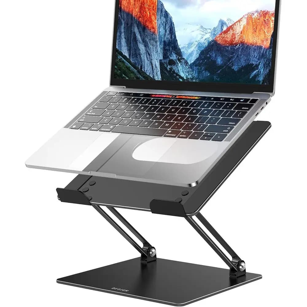 Ergonomic Adjustable Laptop Stand, Portable Desk Riser for 10-14 Notebooks, Black