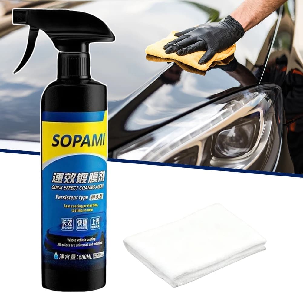 Spray per rivestimento per auto da 500ml Agente di rivestimento ad effetto rapido Nuovo rivestimento rapido di cera per auto Cera per graffi per auto Smalto spray Lavaggio senza acqua