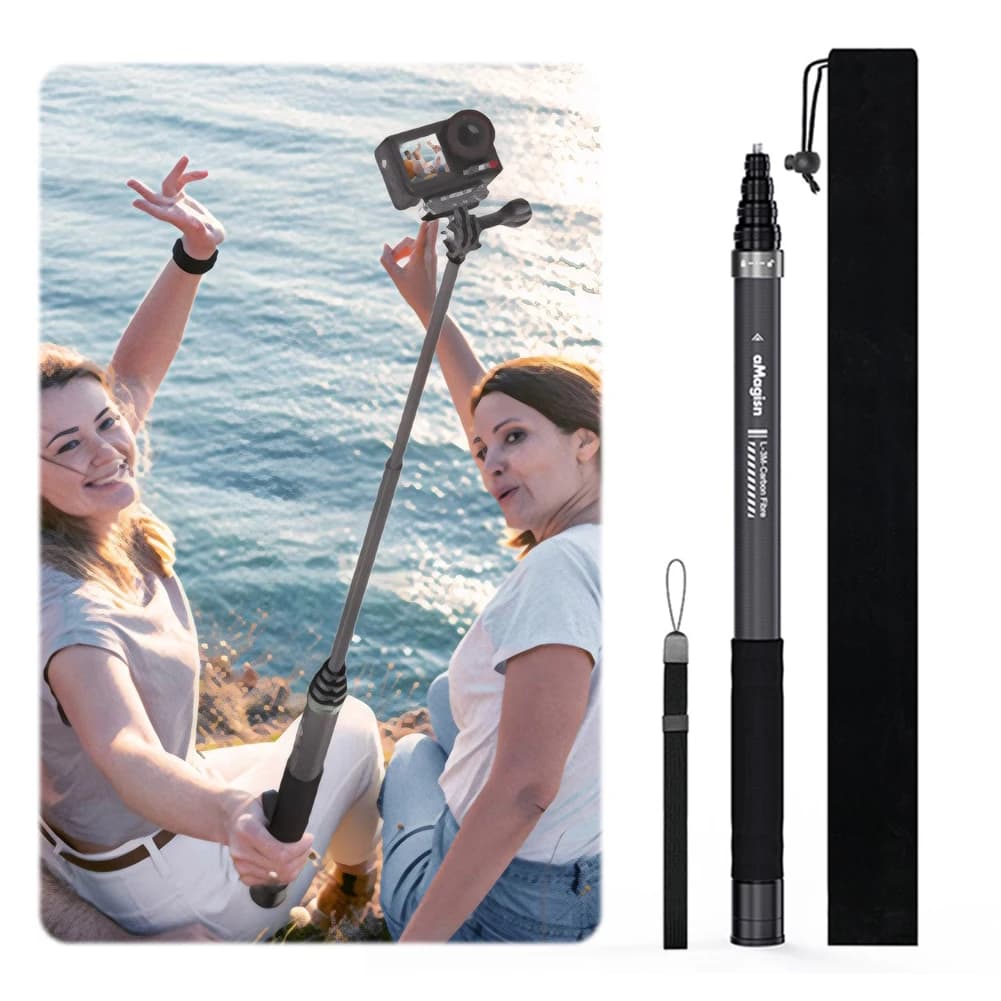 Bastone selfie invisibile 3M per Insta360 X5/X4/Ace Pro 2 Asta di prolunga regolabile Accessorio per fotocamera monopiede esteso in fibra di carbonio