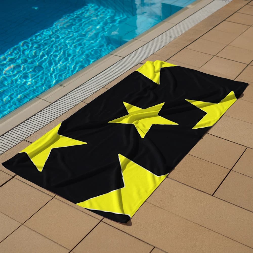 Big Yellow Star Graphic Microfiber Quick Dry Beach Towel Cute Cartoon Anime Absorbent Soft Bath Towel for Travel Adult Kids