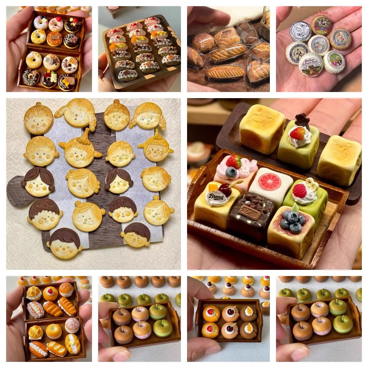 Accessori per Casa delle Bambole: Mini Pane, Baguette, Ciambelle, Biscotti, Giocattoli in Argilla per Bambole BJD, Fai da Te, Scenari in Miniatura