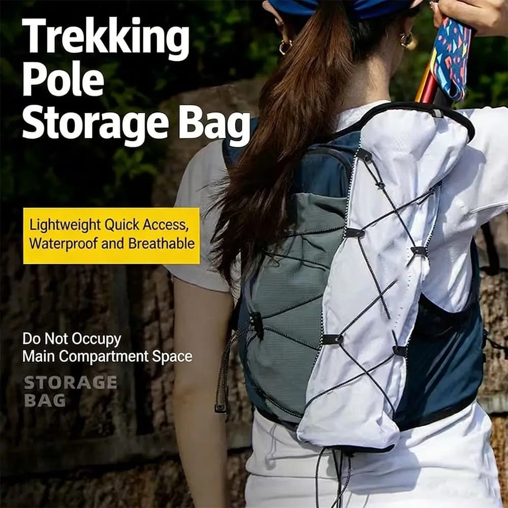 Lightweight Trekking Stick Bag with Strap, White and Black Opening, Portable, External Design, Sport Backpack