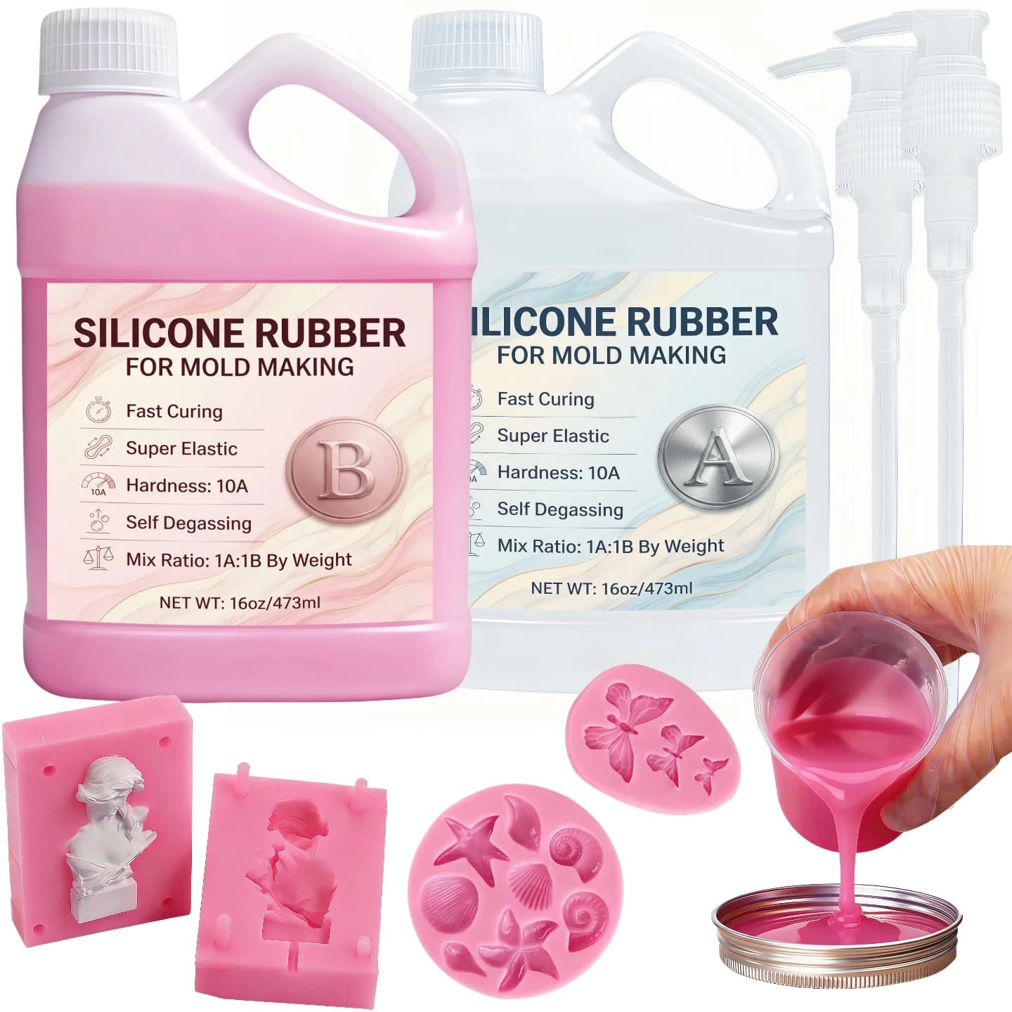 Pink Liquid Silicon Rubber, Resin Silicone Mold Art Supplies, Handmade Festival Crafting 1:1 Ratio, For 3D Resin Casting Decor