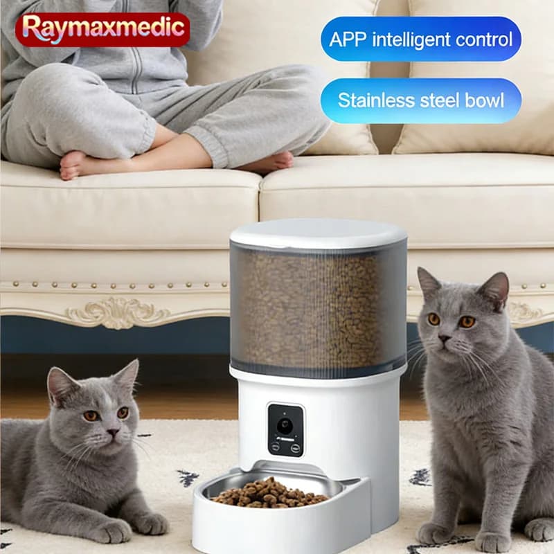 Automatic Food Distributor for Cats and Dogs Raymax 4L WIFI with Button, Intelligent Pet Dispenser (Senza Spina 5V 1A)