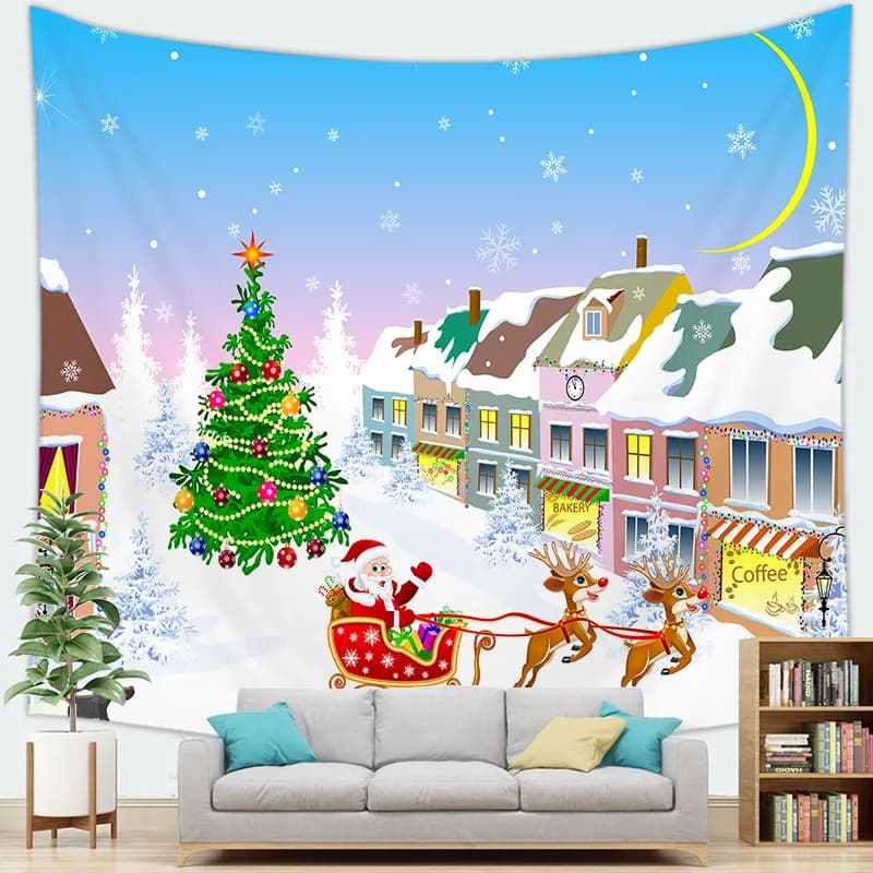 Christmas Background Decoration Collection digital-printed polyester tapestries living rooms bedrooms macrame wall hanging